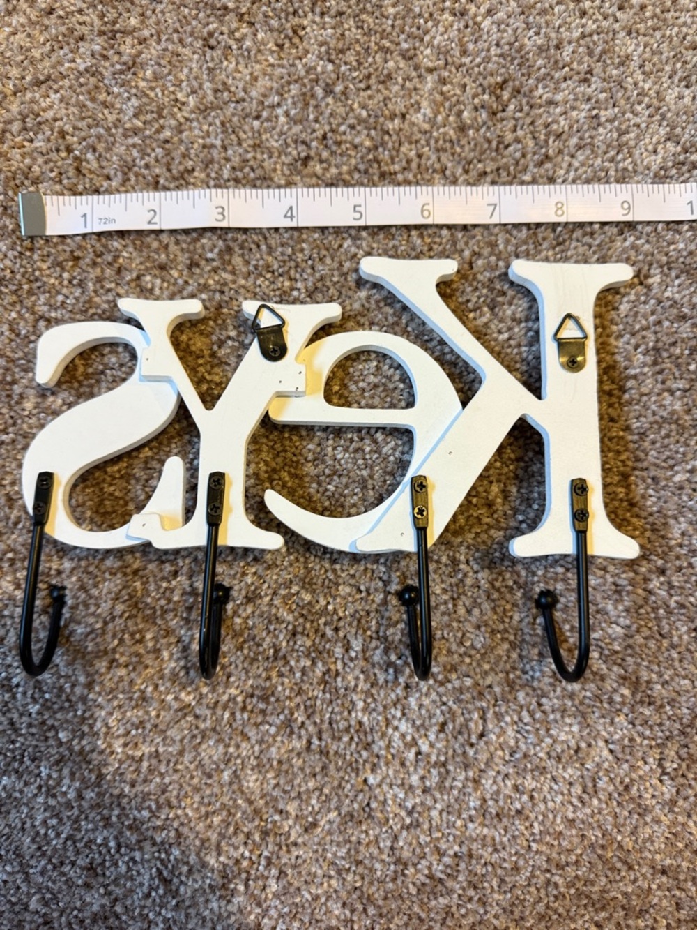White "Keys" Wall Hook Rack by - Picture 2 of 2